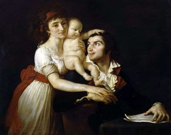 Камиль Демулен с женой Люси и ребенком   Жак Луи Давид